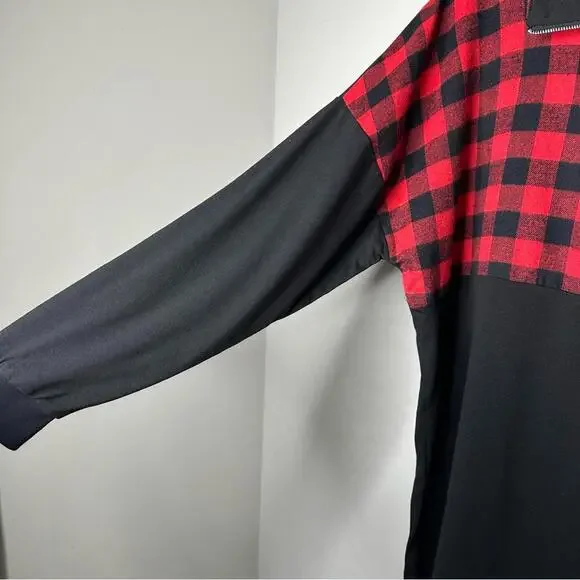 Buffalo Plaid Front zip long sleeve top X-Large - Picture 2 of 6